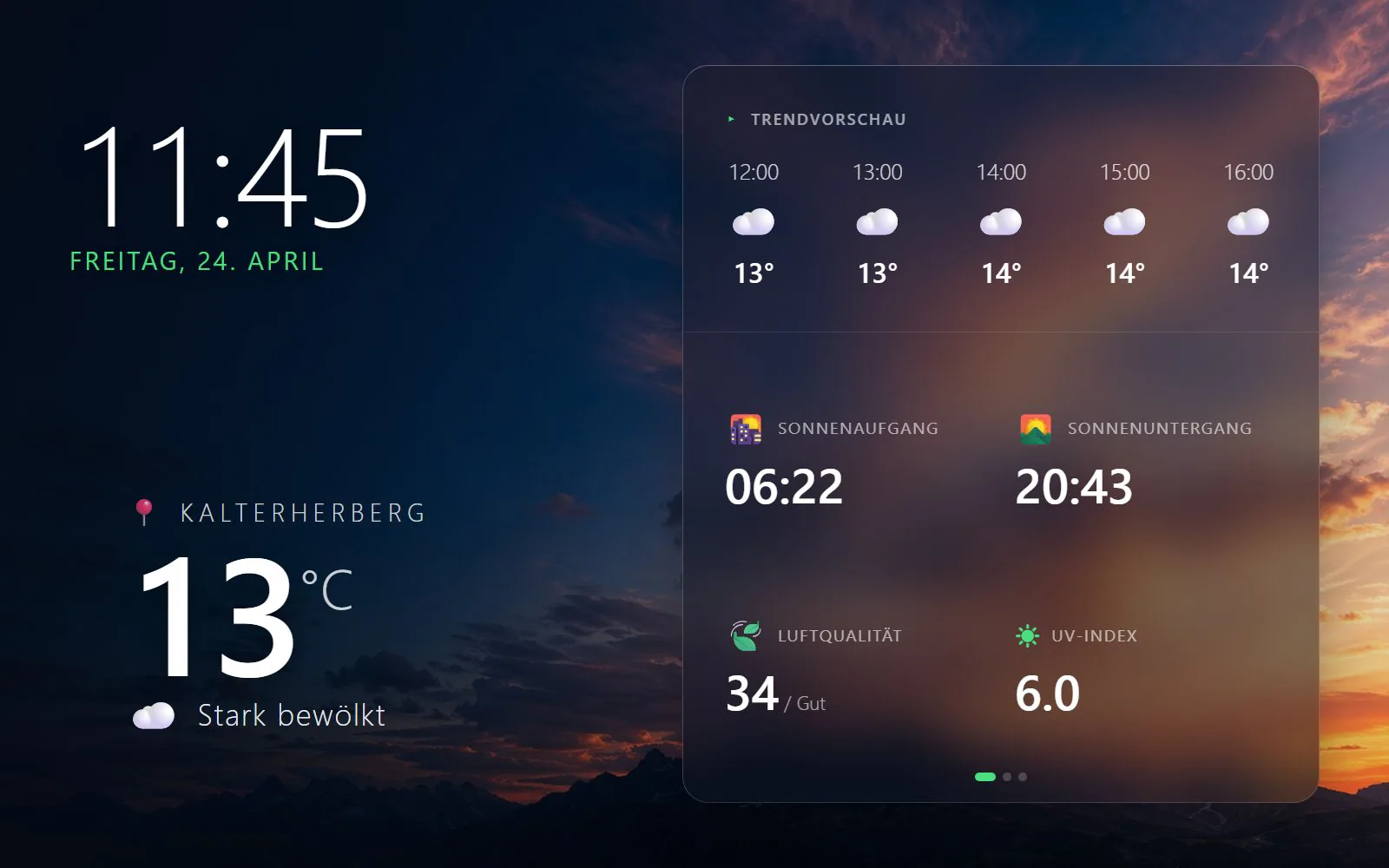 Uhr, Wetter, Sonnendaten